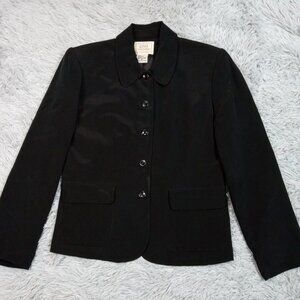 Vintage Field Manor Womens Jacket Black 10 Silk Button Up Suit‎ Coat Pockets